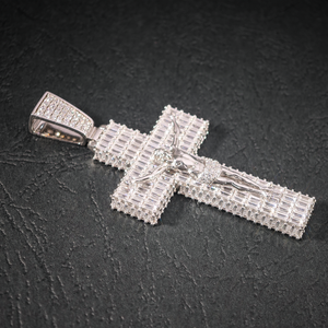 925จี้เงินแท้จี้ไขว้เครื่องประดับผ่านเครื่องทดสอบเพชร VVS Moissanite เพชร zircon จี้ไม้กางเขนขนาดใหญ่ - Product Image 3