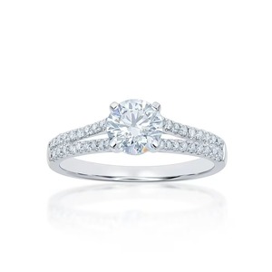 <b>Split</b> Shank Elegant Lab Grown Diamonds Round Brilliant Engagement <b>Ring</b> F-VS2 Top Notch Quality 14K Solid Gold Prong Setting - Product Image 2
