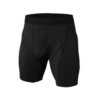 Shorts de compression élastiques respirants de taille moyenne pour hommes de haute qualité, style décontracté à motif solide, vente en gros bon marché - Product Image 1
