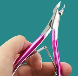 Fabricantes de pinzas para cutículas en forma de tijera con mango de goma, pinzas manuales para esquinas de uñas, juego de instrumentos de belleza ANAAIF - Product Image 3