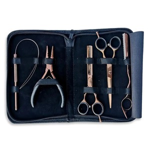 Pince d'extension de cheveux vente en gros kit d'outils d'extension de cheveux en acier inoxydable noir avec fils de nylon, microbilles, aiguilles - Product Image 4