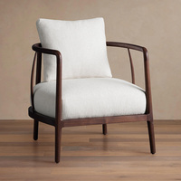 Fauteuil lounge individuel moderne en bois, rembourré en tissu, pour salon