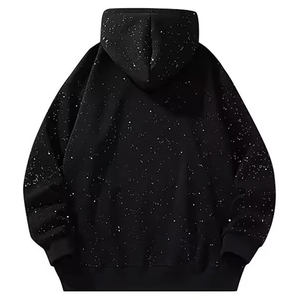 Sweat-shirt à capuche unisexe en coton personnalisé tendance 2026 pour homme, sweat-shirt en molleton uni, design automne-hiver, sweat-shirt à capuche avec strass en diamant - Product Image 3