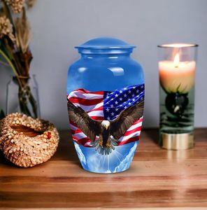 Urnas de cremación con bandera americana azul para cenizas de adultos, entierro para papá, urna para hombre y mujer, funeral para hombres y mujeres, urna conmemorativa, tamaño personalizado - Product Image 3