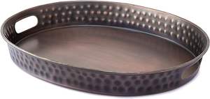 2024Nuevo producto más vendido Bandeja de servicio de comida de metal de cobre con asa Accesorios de cocina Plato de pie de té de café para el hogar - Product Image 6