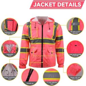 Veste de sécurité d'hiver personnalisée, chemise à manches longues haute visibilité, réfléchissante, construction, sécurité, dur, pour LED flash, coton, classe 2 - Product Image 2