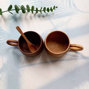 Tasse en bois d'acacia tasse à café Koi avec poignée taille 8x5cm/7x7cm couleur naturelle couleur personnalisée sécurité pour la santé par Vitrapro - Product Image 2
