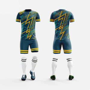 Wholesale Custom Sublimated Soccer Kit Geometric Pattern Football Jersey With Shorts & <b>Socks</b> Full Kit for Team Wear - Product Image 1
