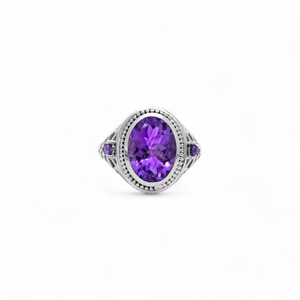 Genuine Amethyst <b>Ring</b> 925 Sterling Silver Vintage Boho Gemstone Jewelry February Birthstone <b>Statement</b> <b>Ring</b> Unique Gift for Her - Product Image 1