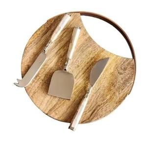 Juego de cuchillos para queso chapados en oro de acero inoxidable de diseño moderno de New Look con rebanador de queso esparcidor de queso con mango de diseño de hoja - Product Image 6