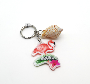 Personalizado OEM/ODM servicio Animal lagarto flamenco acrílico llavero con accesorio de concha adorable accesorio regalos - Product Image 1