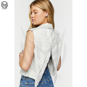 Chaleco vaquero transpirable sostenible para mujer 2025, chaleco vaquero para motocicleta, decoración de botones de estilo Vintage, ropa exterior Formal, servicios OEM de bienvenida - Product Image 4