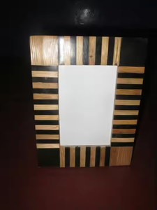 Cadres photo personnalisés de haute qualité, faits à la main, en os, couleur personnalisable, design rectangulaire, orientation verticale, artisanat en forme de croissant - Product Image 2