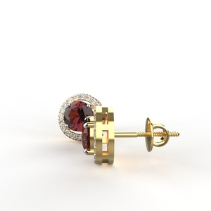 Avarta Jewellery 18K Oro amarillo Hallmarked Certified Diamond Ruby Stud Pendientes para niñas Mujeres - Product Image 3