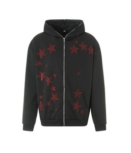 Custom Rhinestone Designs Mens 100% Cotton 450 GSM Full Zip Hoodie Sudadera con capucha de alta calidad para hombre - Product Image 1