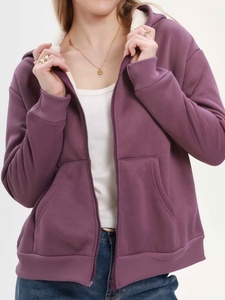 Most Popular Plain Blank Custom <b>Pullover</b> <b>Men</b> Hoodies Purple Hooded Fleece Jacket Lined With Sherpa Inner Regular Fit Unisex - Product Image 2