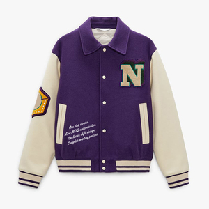 Wholesale Custom Woolen Leather Varsity Jackets <b>Stand</b> Winter High Street <b>Work</b> Style Chenille Embroidery Heated Features Men's - Product Image 1