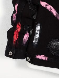 Veste en jean déchiré d'hiver pour hommes Col montant avec logo sur le devant High Street Casual Fashion Outerwear - Product Image 3