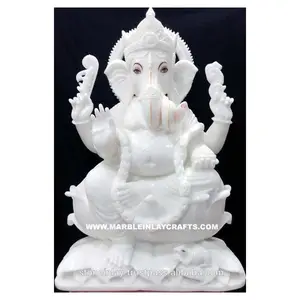 Statue de ganesh ji en marbre blanc de haute qualité, faite à la main, pour religieux et pooja, vente en gros et exportateur