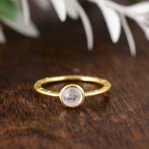 New Arrival Trendy Moonstone <b>Ring</b> <b>Dainty</b> Brass Jewelry Women 18k Gold Plated Nature Bamboo Minimalist <b>Ring</b> For Wholesale/OEM - Product Image 1