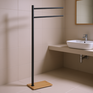 Support à serviettes à 2 bras TANIA en bambou et noir TA31 41 34,5x14x88cm pour Gedy by Gedy - Product Image 3