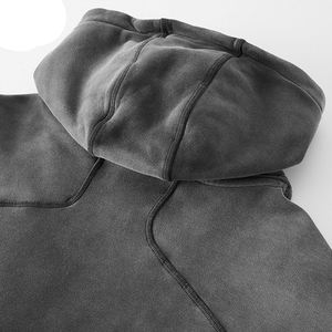 High Street 400gsm Hombres Unisex Mono Lavado Algodón Sudadera con capucha Jersey suelto para invierno-Streetwears Marca - Product Image 5