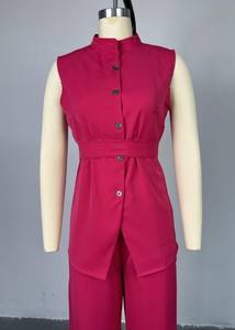 Women's Casual Summer <b>Top</b> Pants Suit New Style O-<b>Neck</b> Sleeveless Waist <b>Lace</b>-Up Women's <b>Top</b> and Pants Set - Product Image 6