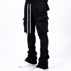 Custom <b>Men</b> Stacked Tracksuits Streetwear Hoodies Two Piece Sets <b>Cargo</b> <b>Joggers</b> Hooded Sweatshirt Track Suit - Product Image 2
