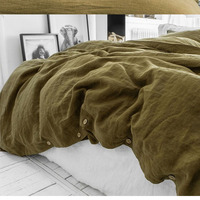 Housse de couette en lin 100% pur lin naturel pour lit Queen, King, Simple, Euro, et ensemble de draps de lit