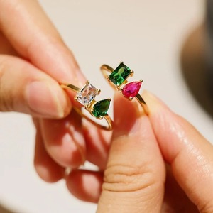 แหวนทอง14k ประดับอัญมณีคู่รักสั่งทำสำหรับงานครบรอบวันแม่ชุบโรเดียมสำหรับงานเลี้ยง - Product Image 1