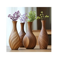 Pot de fleurs hydroponique en bois rustique haut de gamme, fait main, écologique, pour plantes d'intérieur, décoration, finition sculptée à la main