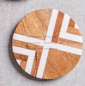 Top Selling Top Quality Customize <b>Square</b> Round Epoxy Wood Resin Best Coaster with Holder Set for Office & Home From SCI - Product Image 3