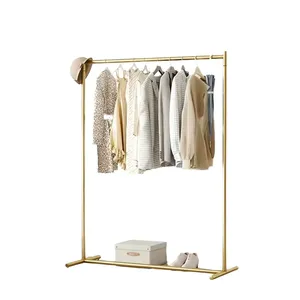 Elegante Espositore Portatile in Metallo Dorato per Abbigliamento con Asta Regolabile per Negozi e <span class=keywords><strong>Boutique</strong></span> - Product Image 1