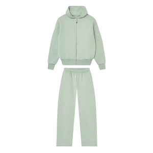 Conjunto de chándal para hombre, ropa de calle de 100% algodón de felpa francesa de gran tamaño con logotipo 3D y cremallera completa, conjunto de chándal para hombre - Product Image 2