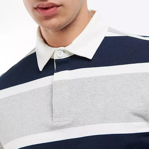2025 New Custom Embroidery Logo <b>Long</b> <b>Sleeve</b> Wholesale <b>Striped</b> Cotton Rugby Polo <b>Shirts</b> <b>Long</b> <b>Sleeves</b> T <b>Shirt</b> for <b>Men</b> Polo <b>Shirts</b> - Product Image 4