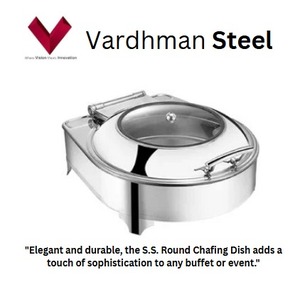 Plat à réchaud rond en acier inoxydable de qualité supérieure, 7 L, idéal pour la restauration et les grands rassemblements, plat à réchaud rond en acier de 7 L - Product Image 2