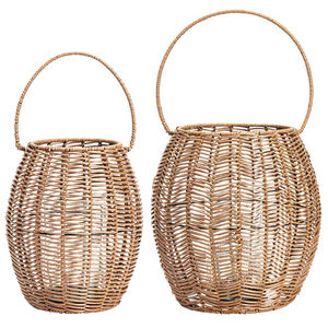 Conjunto de candelabros de linterna exterior modernos vietrustic, candelabros colgantes de linterna de ratán de Bambú - Product Image 1