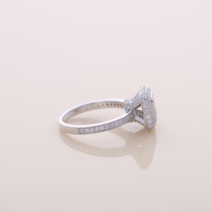 IGI Certified Round Halo Pave Diamond Engagement-Wedding Ring in 9K White / Rose & Yellow Gold - Product Image 4