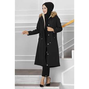 Ayla Tunnel Manteau Hijab Avec Ceinture Noir - Product Image 1