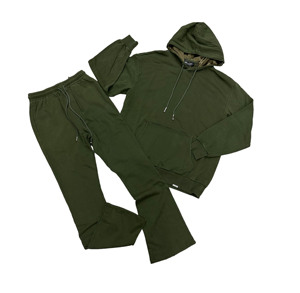 Ensemble de survêtement personnalisé noir vintage Street Wear Joggers évasés grande taille à capuche et pantalon cargo respirant pour l'hiver - Product Image 2