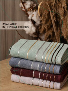 Toalla Arvis Roxanne de Felpa 50x90cm 100% Algodón con Elegantes Líneas de Poliéster 300-600 GSM Suave Absorbente Venta al por Mayor - Product Image 4