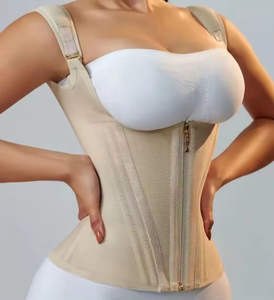 Femmes Body Shaping Everyday Pullover Vegan Leather Piping Detail Double Buckles Drawcords Corset Cropped - Product Image 2