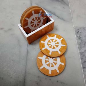 ชุดจานรองแก้วไม้และเรซินคุณภาพสูงพร้อมล้อดีไซน์ไม่ซ้ำใครสำหรับบ้านและห้องครัว - Product Image 5