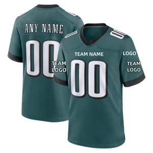 Maillots de football américain personnalisés vert, blanc, noir, gris – Uniforme d'équipe sublimé, respirant, antibactérien, coupe professionnelle, manches courtes - Product Image 3
