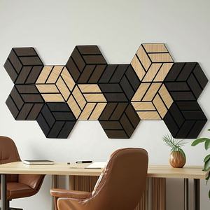Panel de Pared Acústico de Fieltro con Diseño Moderno, Hexagonal, Decorativo, Autoadhesivo, con Revestimiento de Madera, Diseño Gráfico - Product Image 3