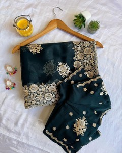 Meilleure vente exclusive dernière exclusive Saree Blouse motif élégant Berberry soie broderie Sari mariée à la mode nouveauté - Product Image 5