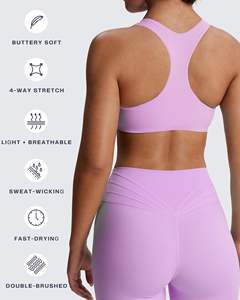 Transpirable Ecológico Secado rápido A prueba de viento Poliéster Spandex Soporte alto Espalda cruzada Deportes Strappy Back Bra Mujeres Sujetador deportivo - Product Image 3