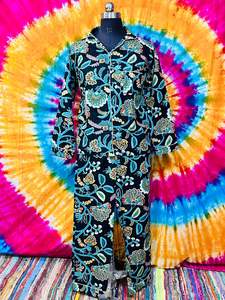 Conjunto de estampado floral de vestido de noche de 3 piezas para mujer, conjunto ligero de algodón ultrasuave para niñas en conjunto de Pijama estampado de verano - Product Image 4