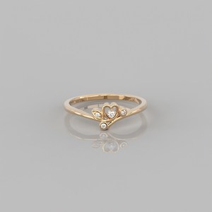 Anillo minimalista de corazón y hoja, oro amarillo de 14 quilates, corte redondo, Diamante cultivado en laboratorio, anillo de regalo, joyería fina de fiesta de aniversario para ella - Product Image 1