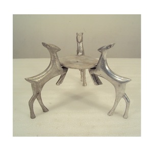 Silver Polished Aluminium <b>Reindeer</b> Pillar Candle Holder For Table Top Decor Home <b>Christmas</b> Festival <b>Lighting</b> Decorative - Product Image 3
